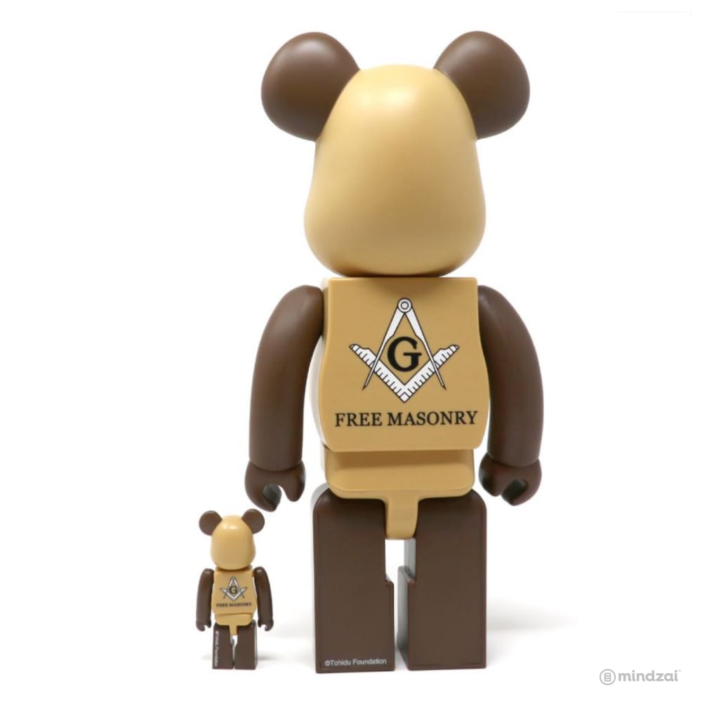 Freemasonry 100% + 400% Bearbrick Set by Medicom Toy (Brown)