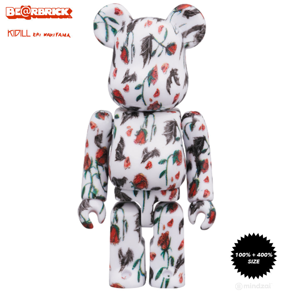 KIDILL × Eri Wakiyama Bat & Rose 100% + 400% Bearbrick Set - White Version