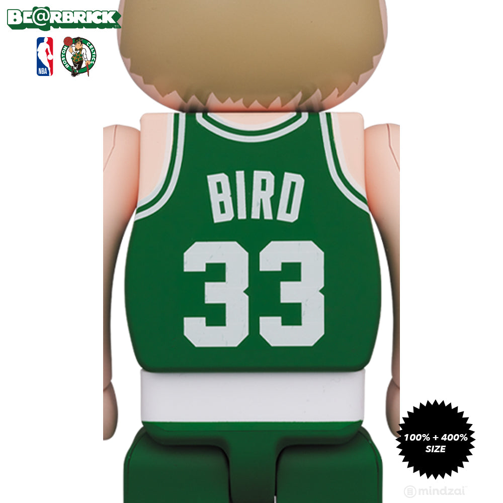 Larry Bird Boston Celtics 100% + 400% Bearbrick Set by Medicom Toy x NBA