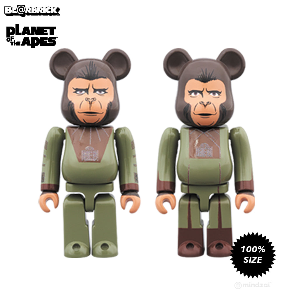 Planet Of The Apes Cornelius and Zira 100% Bearbrick 2-Pack