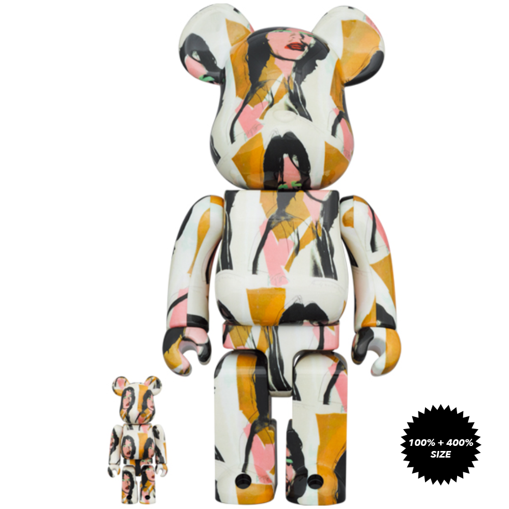 Andy Warhol x The Rolling Stones Mick Jagger 100% + 400% Bearbrick Set by Medicom Toy