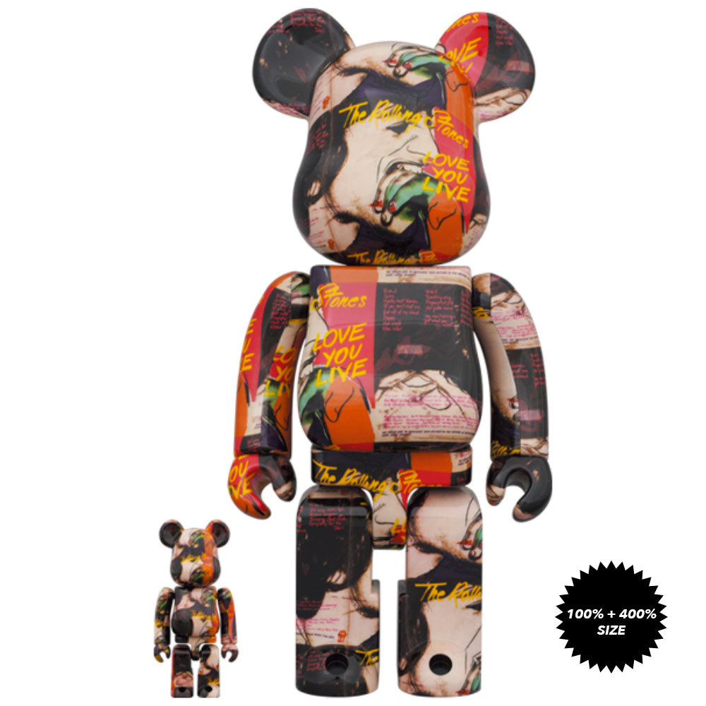 Andy Warhol x The Rolling Stones &quot;Love You Live&quot; 100% + 400% Bearbrick Set by Medicom Toy