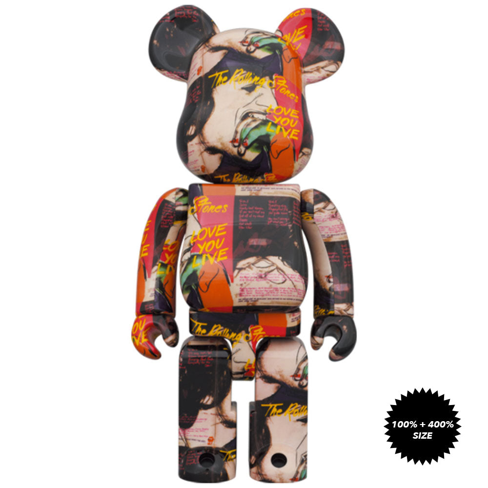 Andy Warhol x The Rolling Stones "Love You Live" 100% + 400% Bearbrick Set by Medicom Toy
