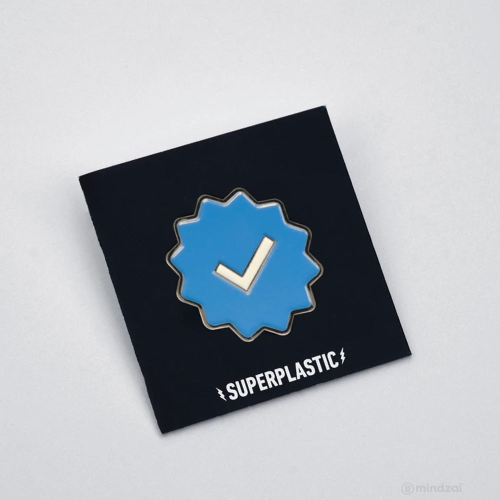 Blue Checkmark Enamel Pin by Superplastic