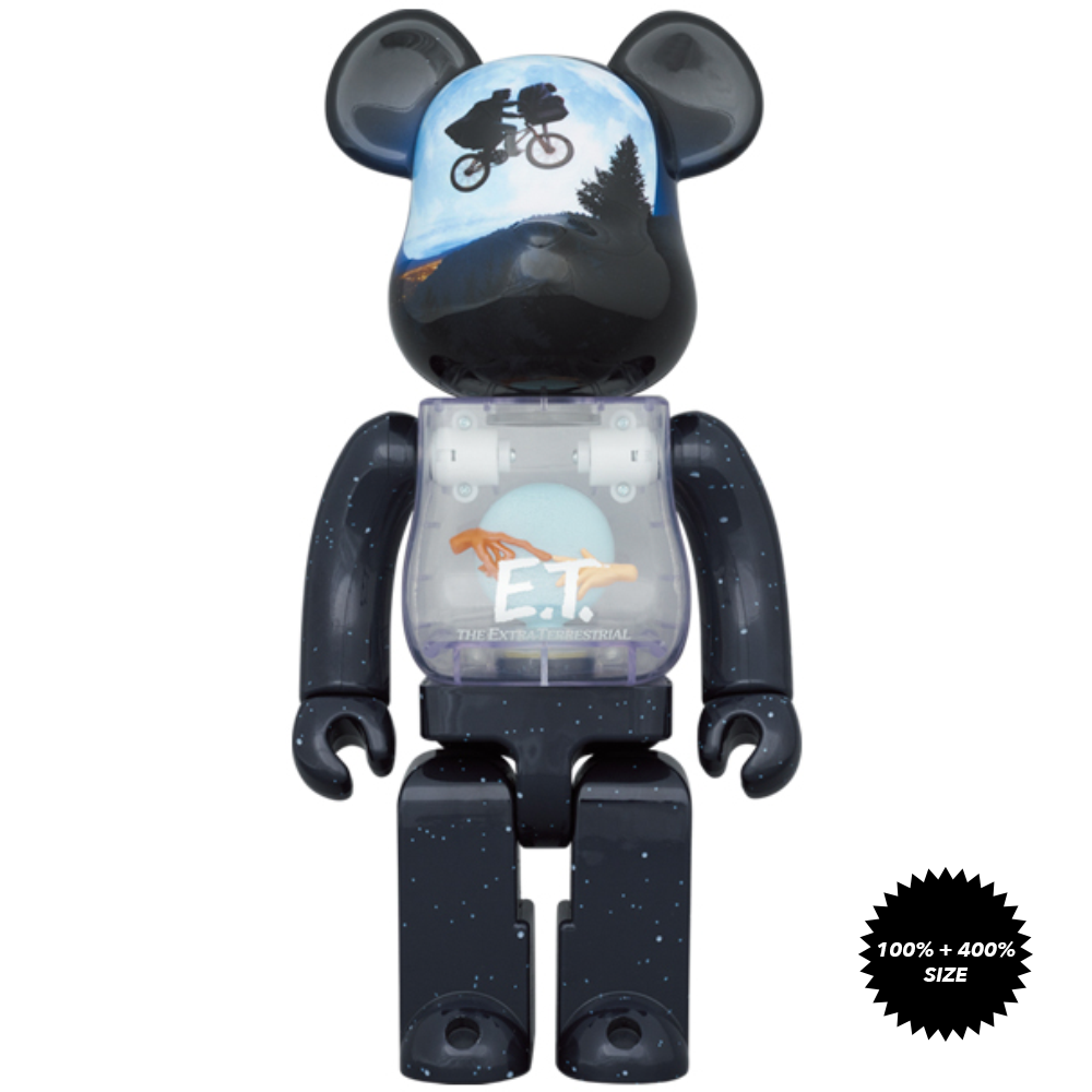 E.T. (Light Up Ver.) 100% + 400% Bearbrick Set by Medicom Toy