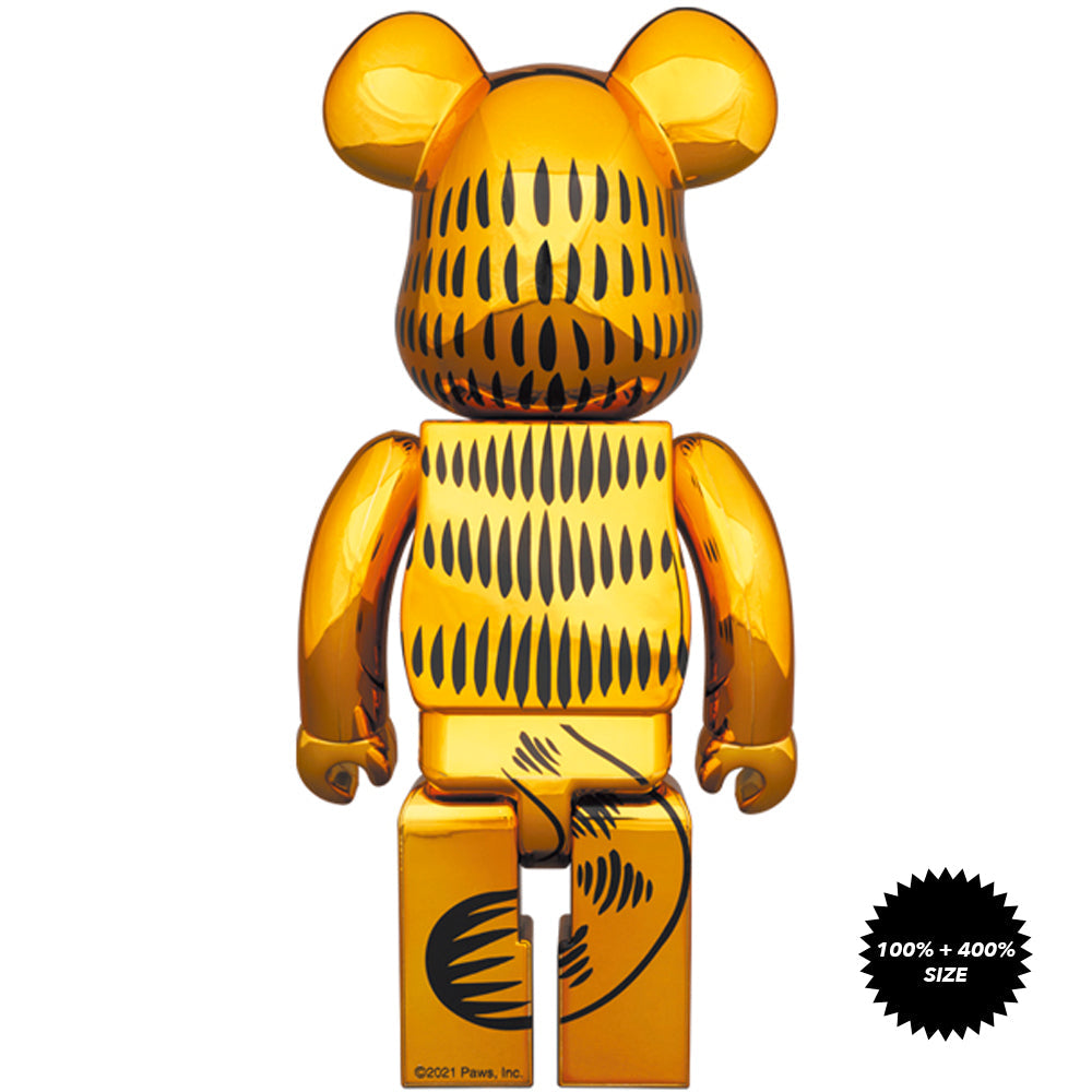 Garfield (Gold Chrome Ver.) 100% + 400% Bearbrick Set by Medicom Toy