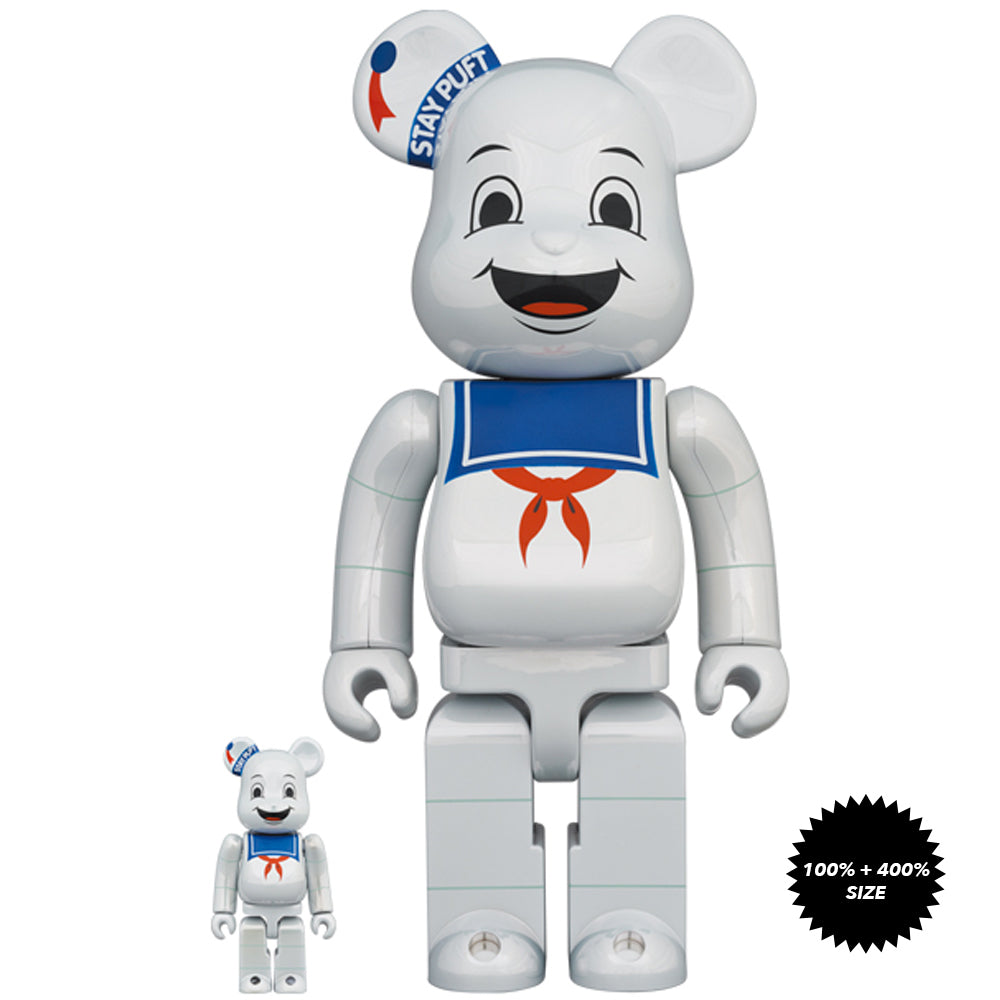 Ghostbusters: Stay Puft Marshmallow Man (White Chrome Ver.) 100% + 400% Bearbrick set by Medicom Toy