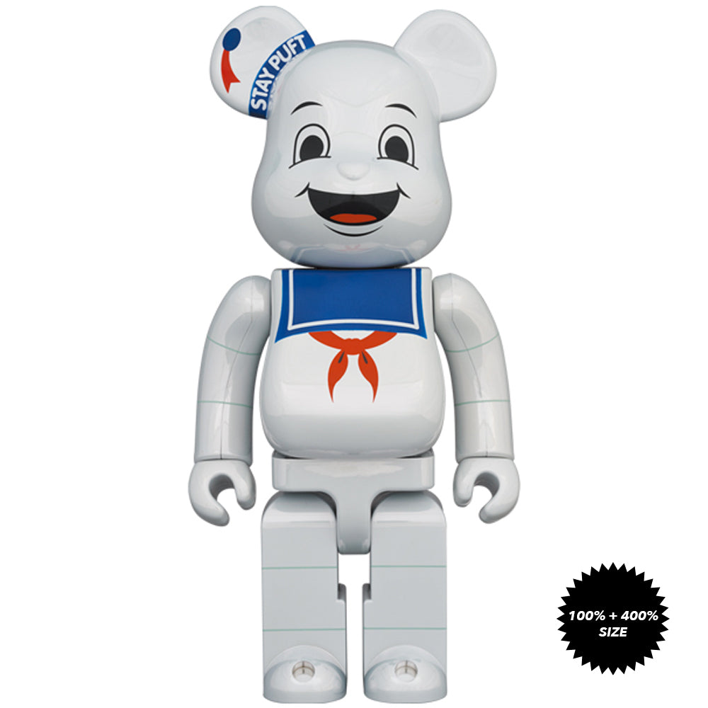 Ghostbusters: Stay Puft Marshmallow Man (White Chrome Ver.) 100% + 400% Bearbrick set by Medicom Toy