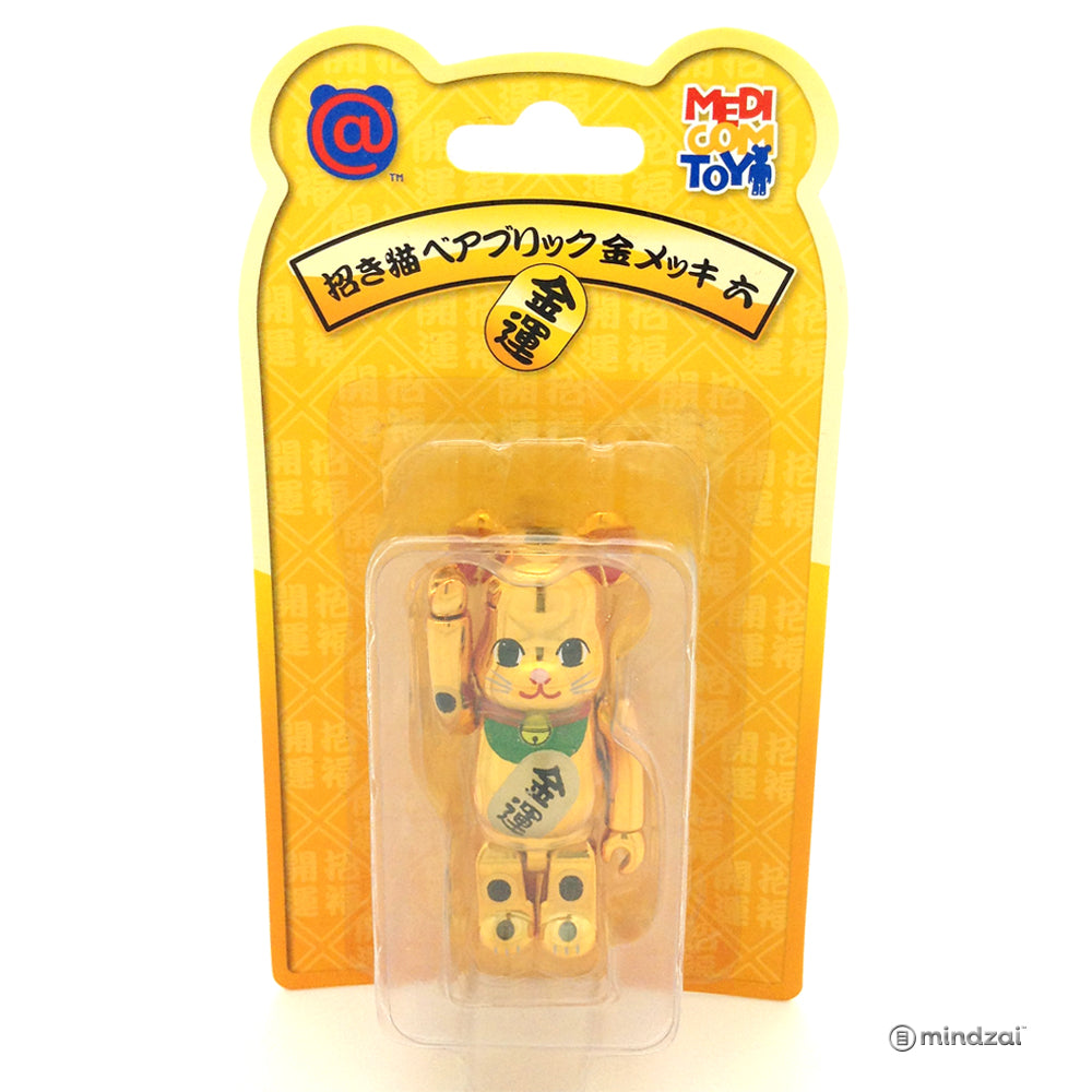 Tokyo Skytree Gold Metallic Maneki Neko Lucky Cat 100% Bearbrick by Medicom Toy