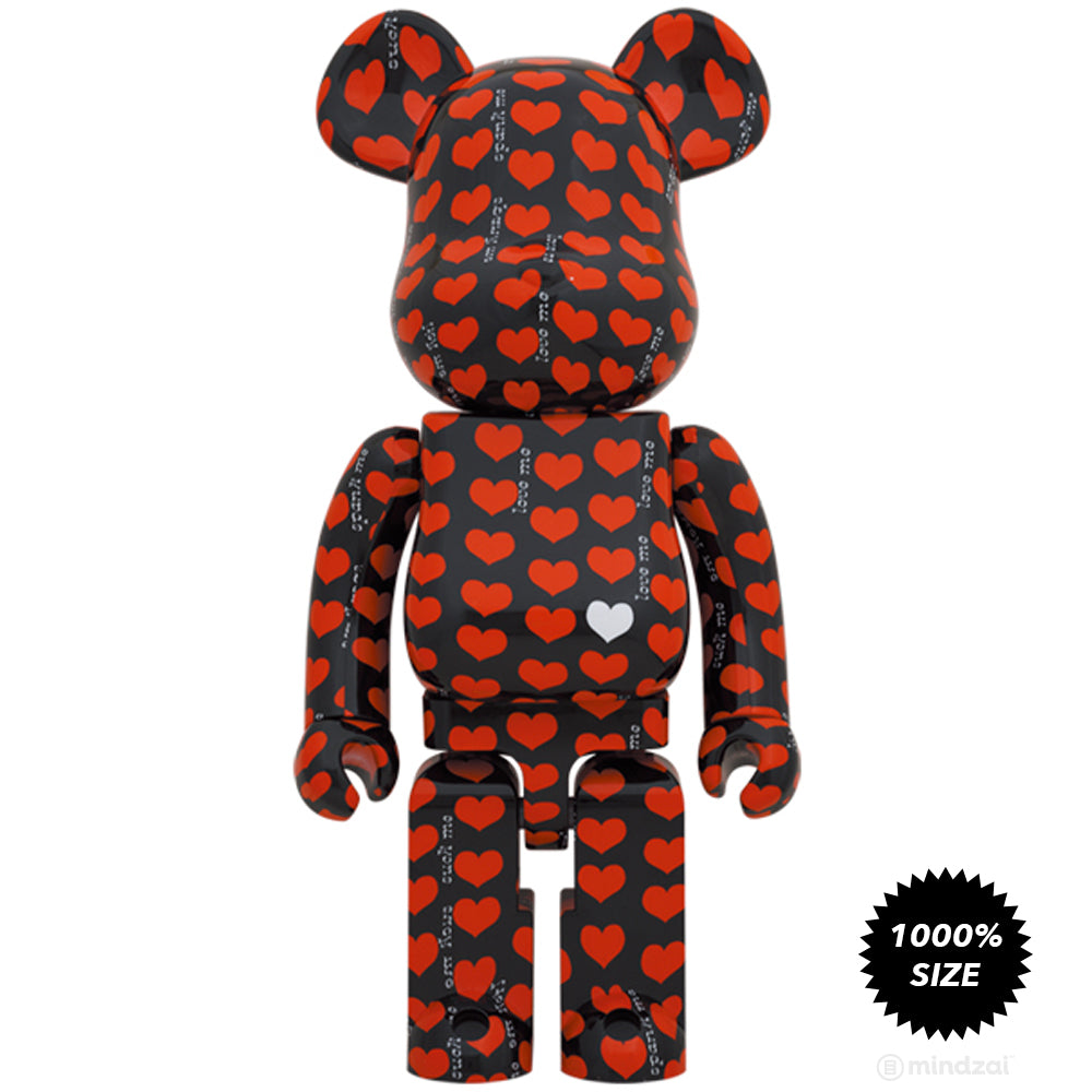 Hide Black with Red Heart 1000% Bearbrick by Medicom Toy