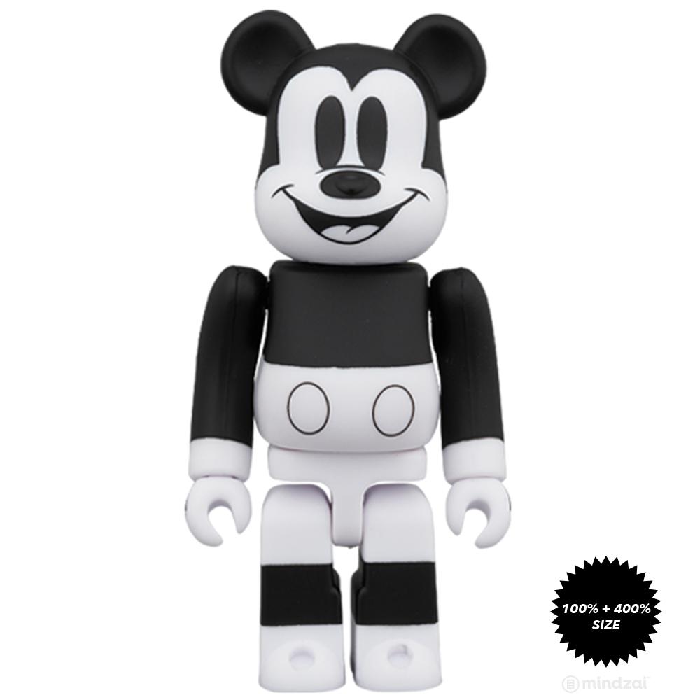 Mickey Mouse (B&W 2020 Ver.) 100% + 400% Bearbrick Set by Medicom Toy