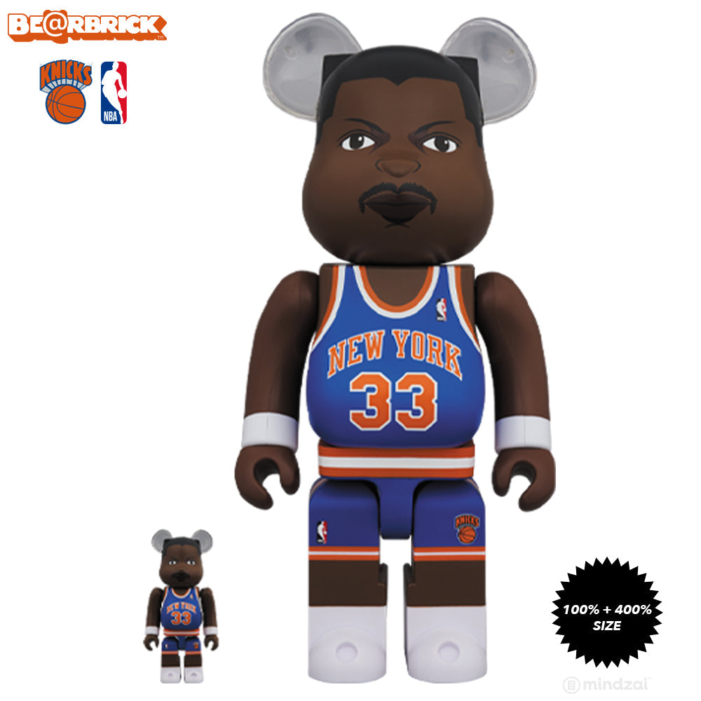 Patrick Ewing New York Knicks 100% + 400% Bearbrick Set x Medicom Toy