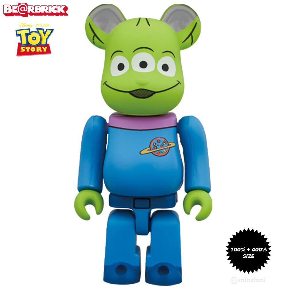 Toy Story Alien 100% + 400% Bearbrick Set by Medicom Toy