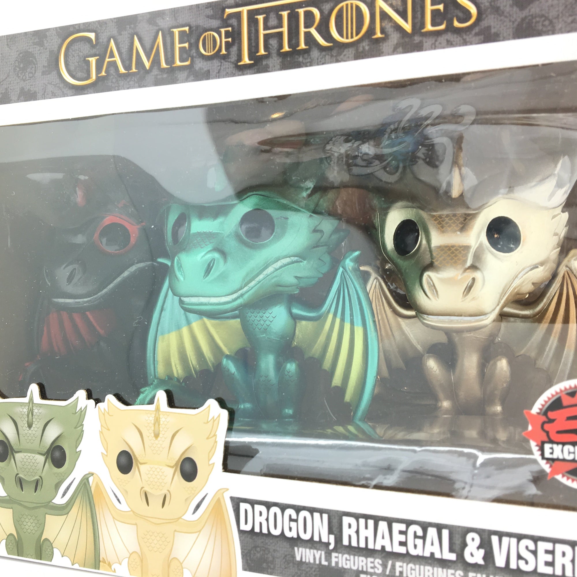 Game of Thrones - Drogon, Rhaegal and Viseron Metallic POP! Vinyl Figures by Funko - EB Exclusive